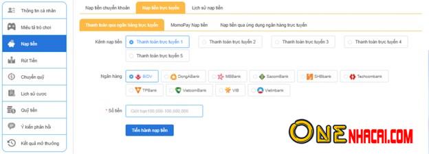 Nạp tiền tại 123b