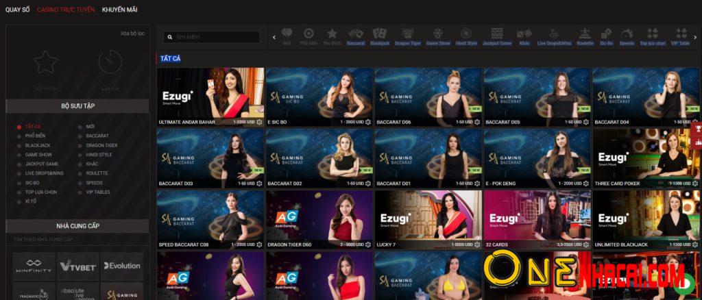 Casino trực tuyến với nhiều sảnh game khác nhau